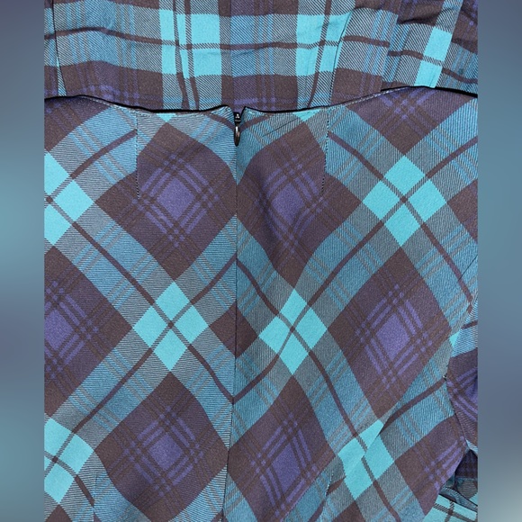 J. Crew Black Watch Plaid Drapey Long Sleeve Dress Size 0 V Neck Back Zip - Picture 7 of 7